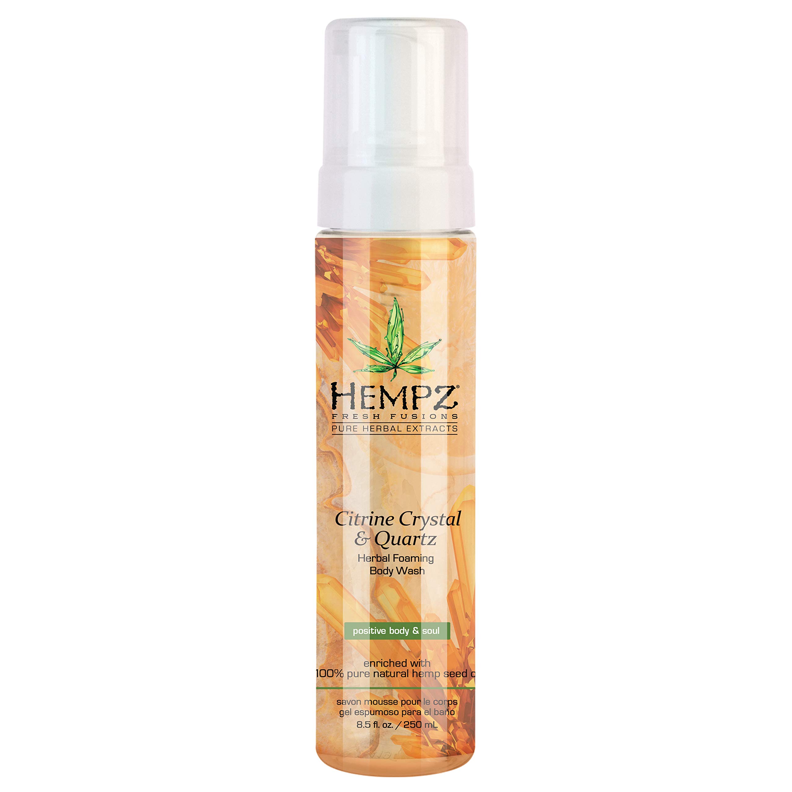 Hempz Fresh Fusions Citrine Crystal and Quartz Herbal Foaming Body Unisex Body Wash 8.5 oz