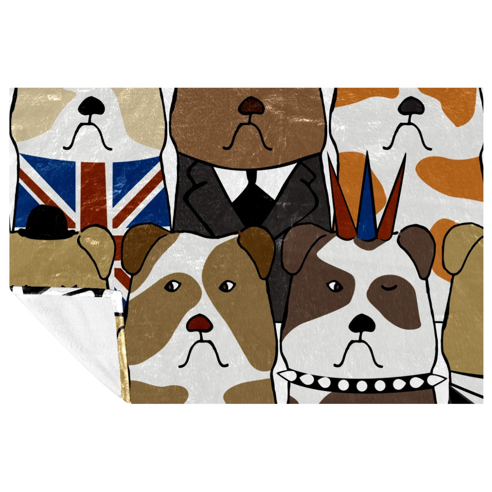 Couverture bouledogue anglais plaid doux chaud pour lit et canapé