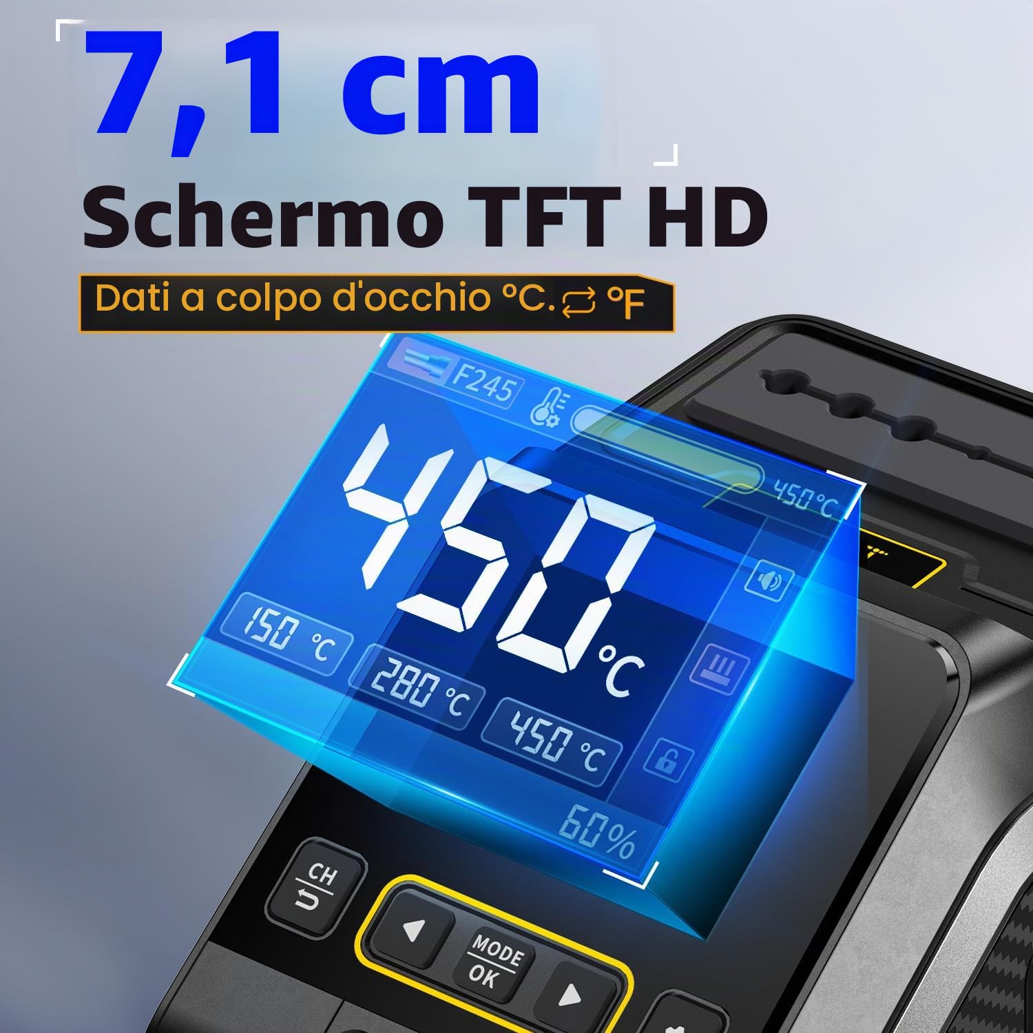 Stazione Di Saldatura,Potenza di picco 200W Saldatore a Stagno Professionale Display Multi Interfaccia Termostato Intelligente Multifunzione Saldatore Stagno