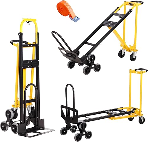Carrito de mano industrial convertible 3 en 1, carretilla de mano de aluminio de capacidad de 1000 libras con ruedas para escalar, camiones de mano