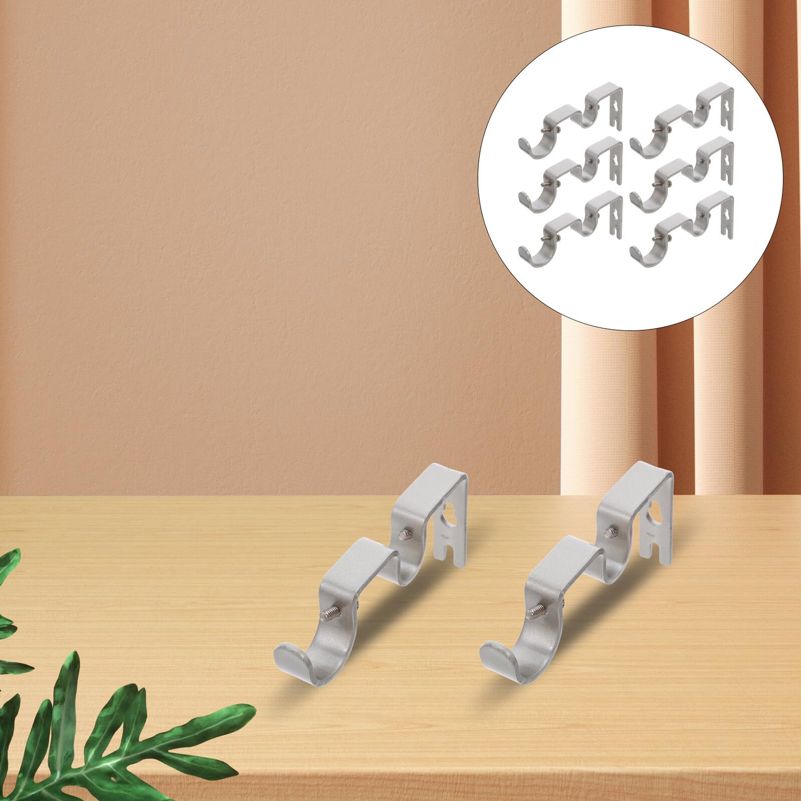 Veemoon Supporti per Bastone Tende in Ferro Argento, 6 Pezzi | Compatibilità, Montaggio Semplice, Staffe per Asta Finitura Argento e Set Completo