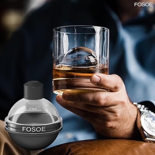 Miniatura 4 de Moldes de silicona para bolas de hielo para whisky, juego de 4 fabricantes redondos con tapas para cócteles, bourbon y bebidas