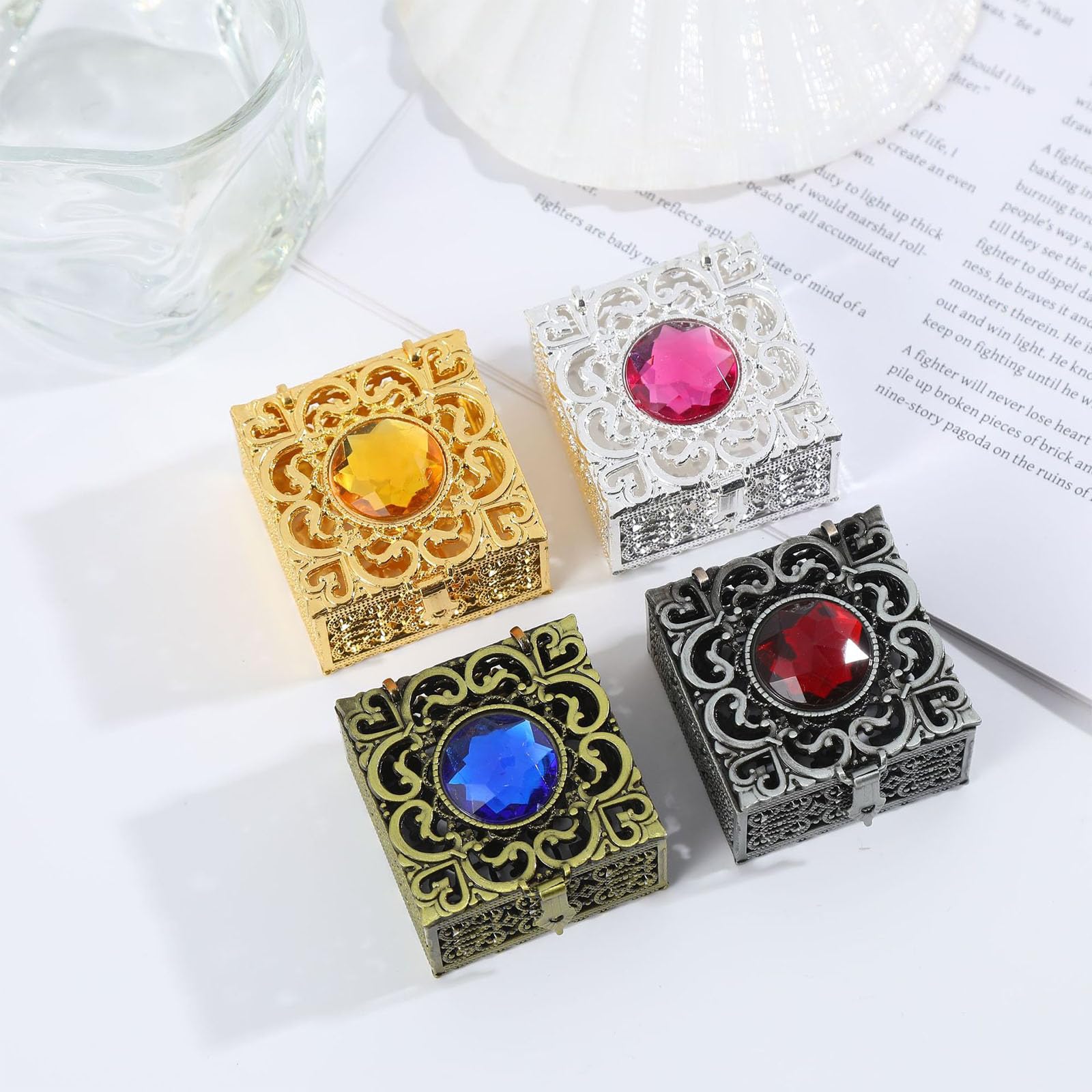 TSHAOUN Kit De Boîte à Bijoux, 3 Pièces Petite Boîte Cadeau Avec 3 Sacs