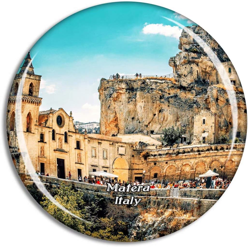 Weekino Italy Matera Sassi San Pietro Caveoso Fridge Magnet Travel Souvenir City Collection 3D Crystal Glass Gift Strong Refrigerator Sticker
