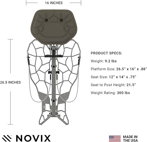 Miniatura 3 de Helo - Soporte de árbol ultraligero para colgar  Soporte de plataforma de aluminio fundido con cojín de asiento, asiento ajustable, soporte seguro
