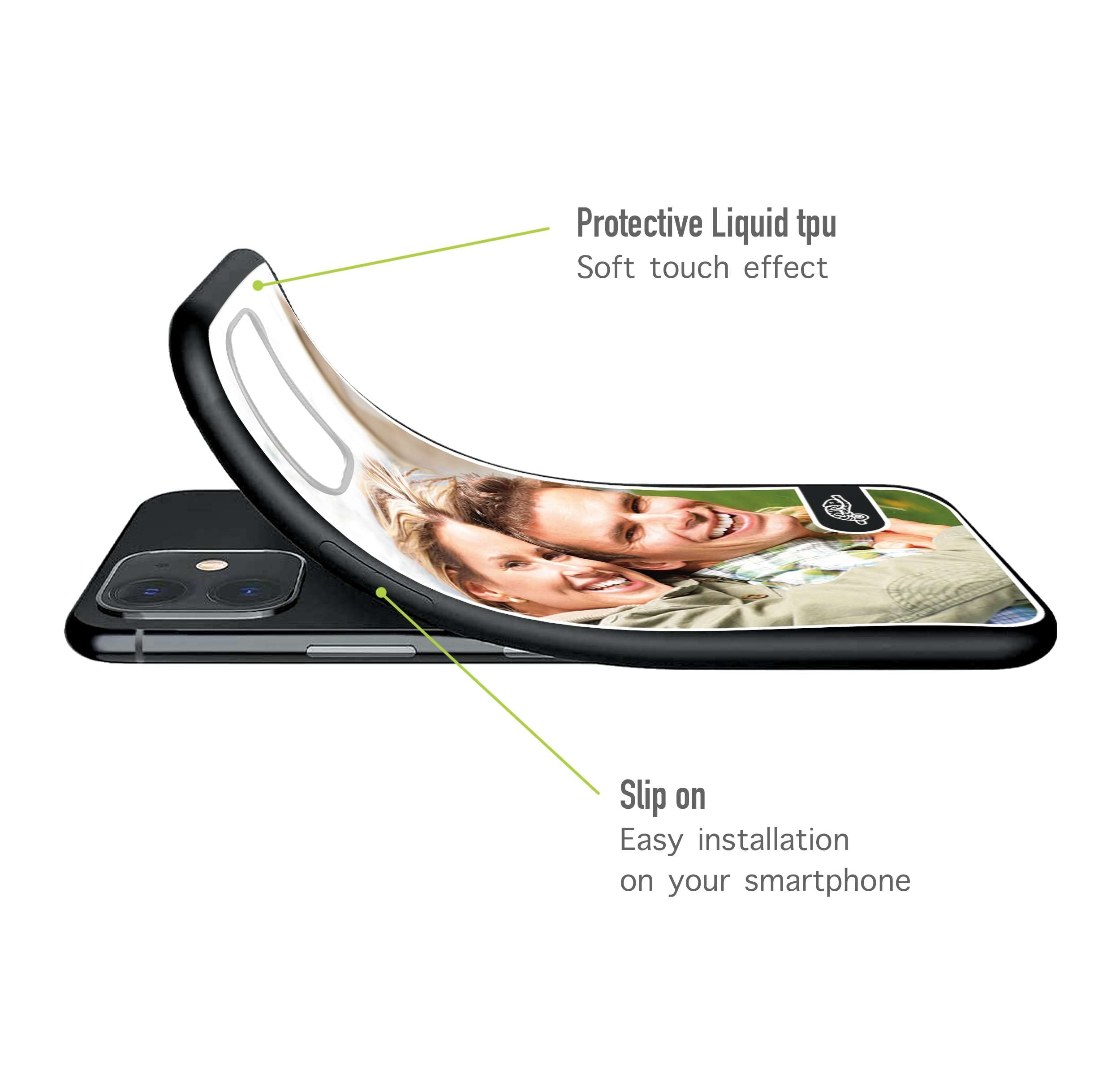 Custodia cover nera morbida in tpu compatibile per iPhone 15 personalizzata con foto immagine scritta a piacere