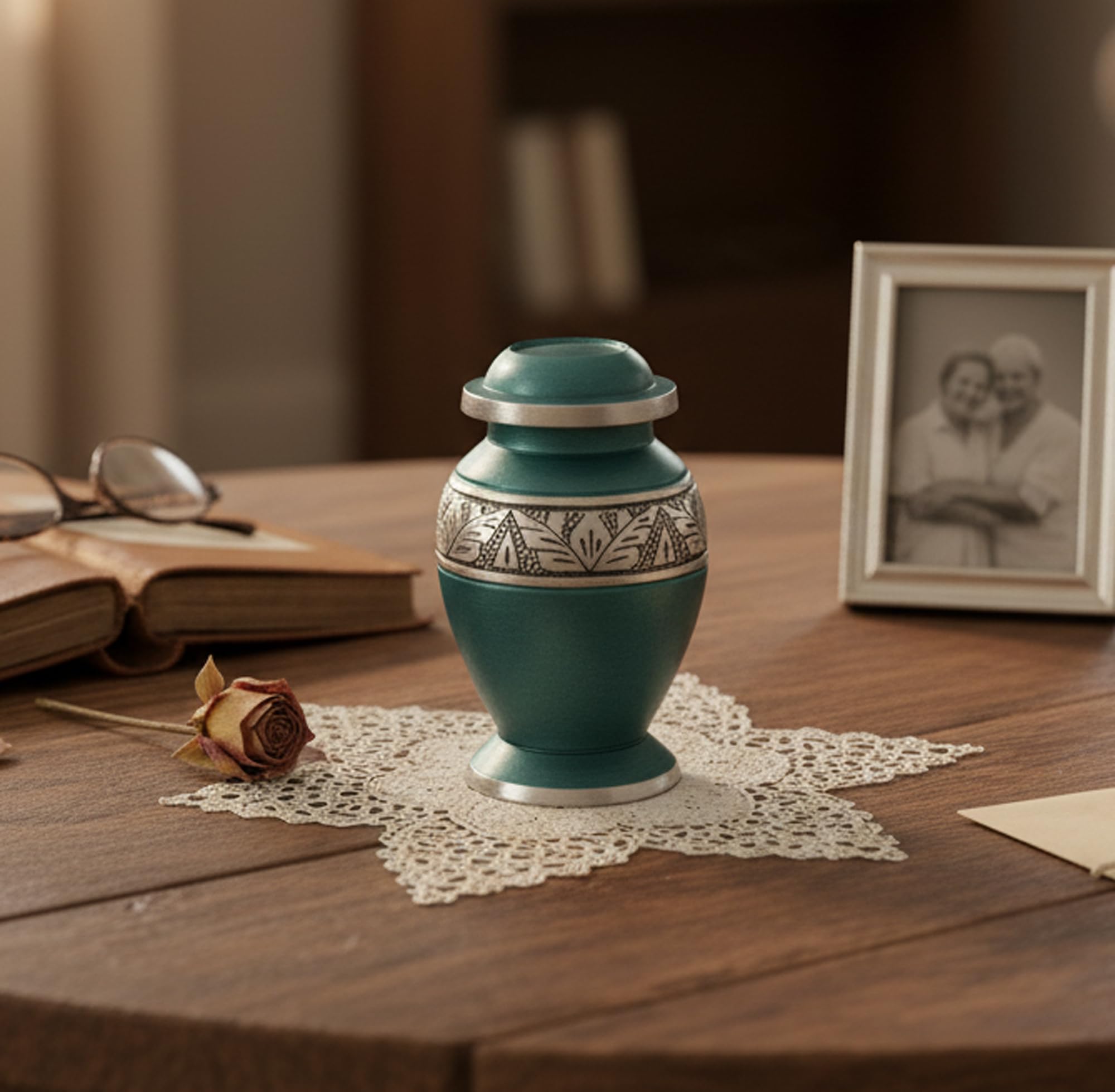 Metal Cremation Urn | Memorial Urns | Urns | Urns to Hold Ashes | Memorial Urns - Metal Urns for Cremation (Carved Grey)