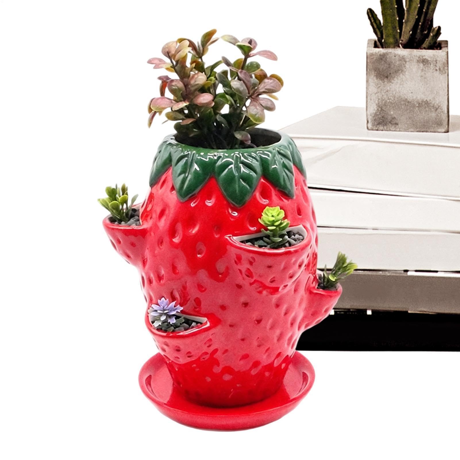 Vaso Per Fragole Terracotta Con Sottovaso Verticale Multilivello