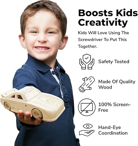 Miniatura 9 de Kraftic Kit de construcción de carpintería para niños y adultos, 3 piezas educativas de carpintería de construcción de carpintería, kit de modelo de