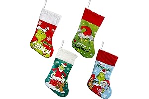 4 Pack Grinch Stockings Christmas Elf Hanging Stockings Thief Favor