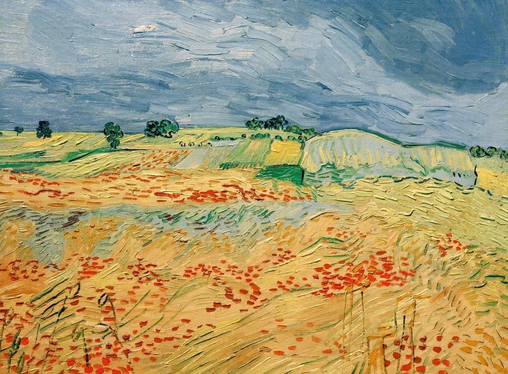 Champs de coquelicots en fleurs peinture Van Gogh pour une décoration de salon lumineuse