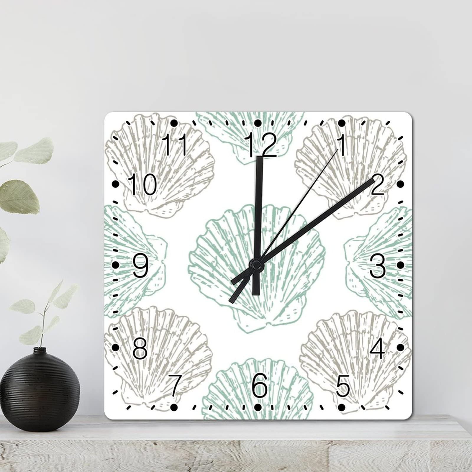 Horloge murale en bois avec coquillages de conque haut de gamme