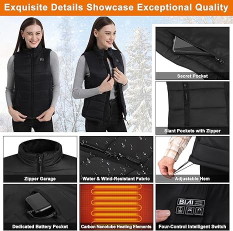 Infrarood verwarmde Bodywarmer Dames - Zwart | Webwinkel