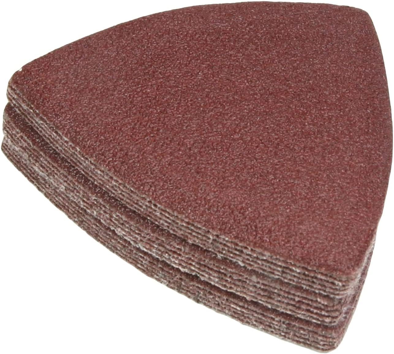 Utoolmart Detail Sander Sandpaper, Triangular Sanding Paper, Hook and Loop Sanding Pads, Triangle Oscillating Multi Tool, 120 Grits 15pcs
