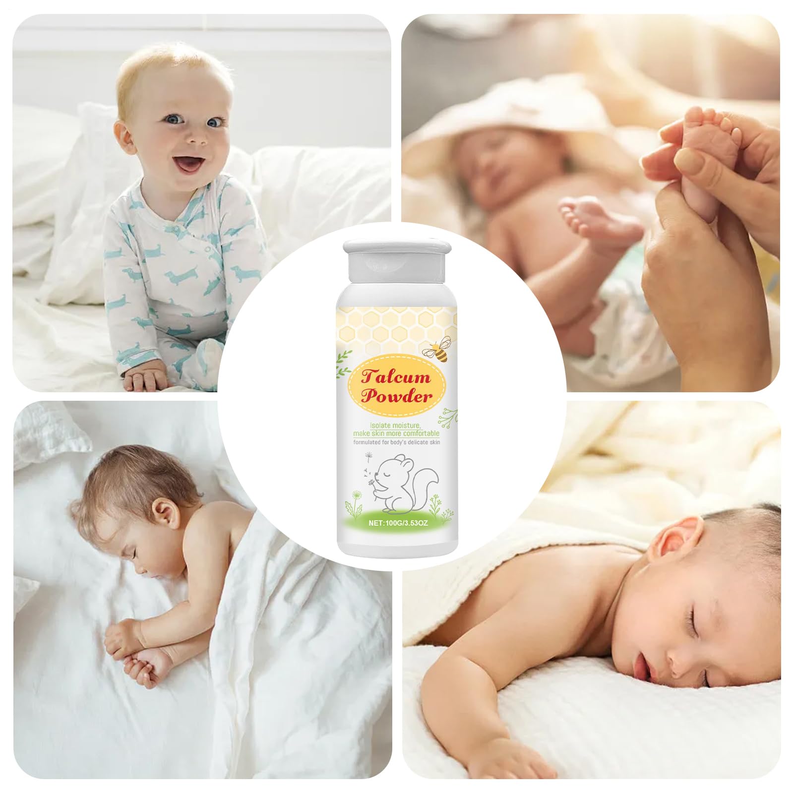 Polvo corporal de almidón de maíz, polvo de cuidado calmante, eficaz, para la piel delicada, uso diurno y nocturno, ideal para niños y niñas, 1.97 x 1.97 x 5.12 pulgadas