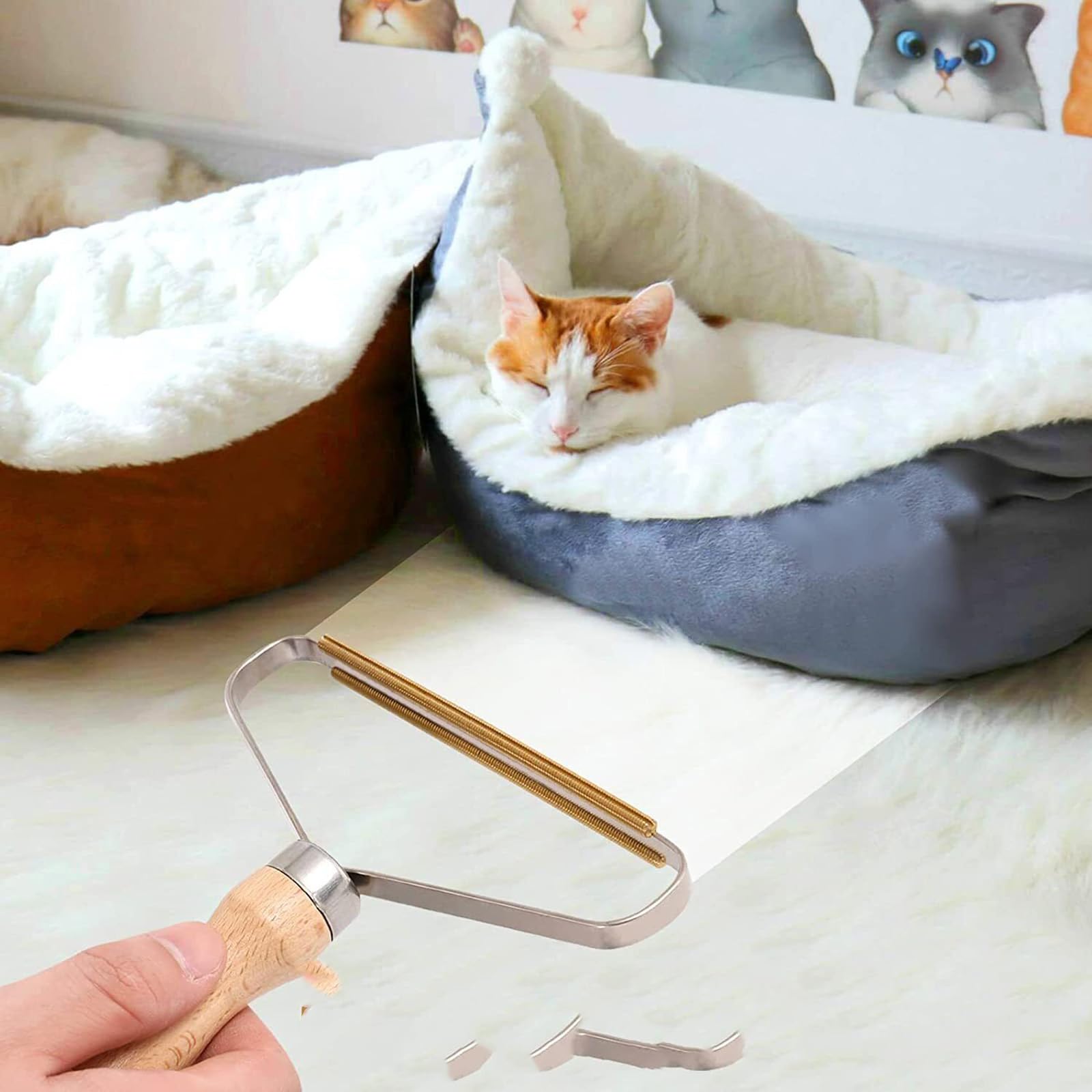 Anti-poils animaux rasoir portable efficace pour tapis et vêtements