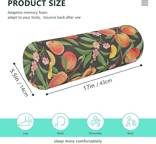 Miniatura 3 de KLL Almohada cervical redonda negra vintage con cierre de cremallera