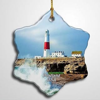 USA America Light House Portland Christmas