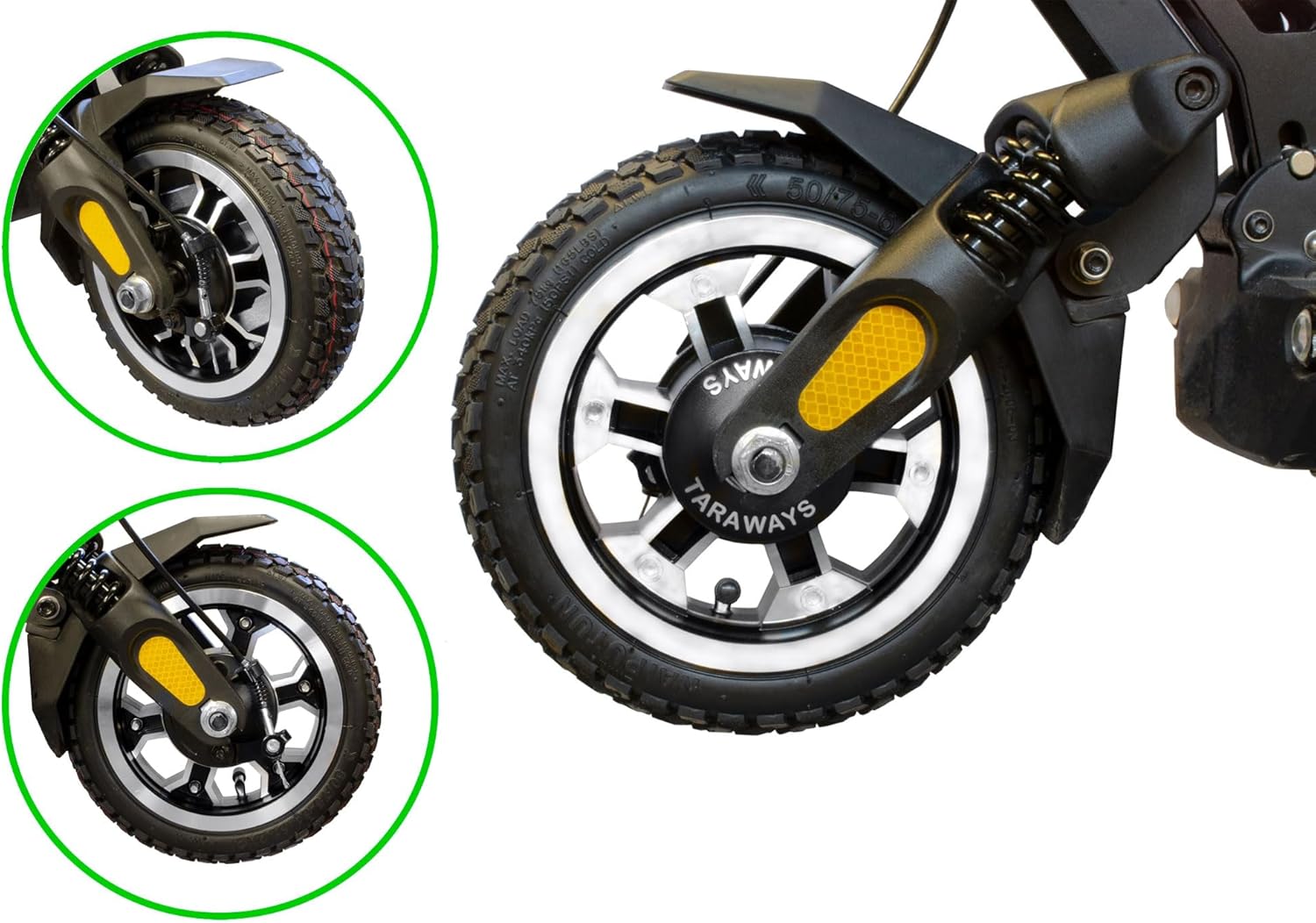 Installed front wheel on a Dualtron mini scooter