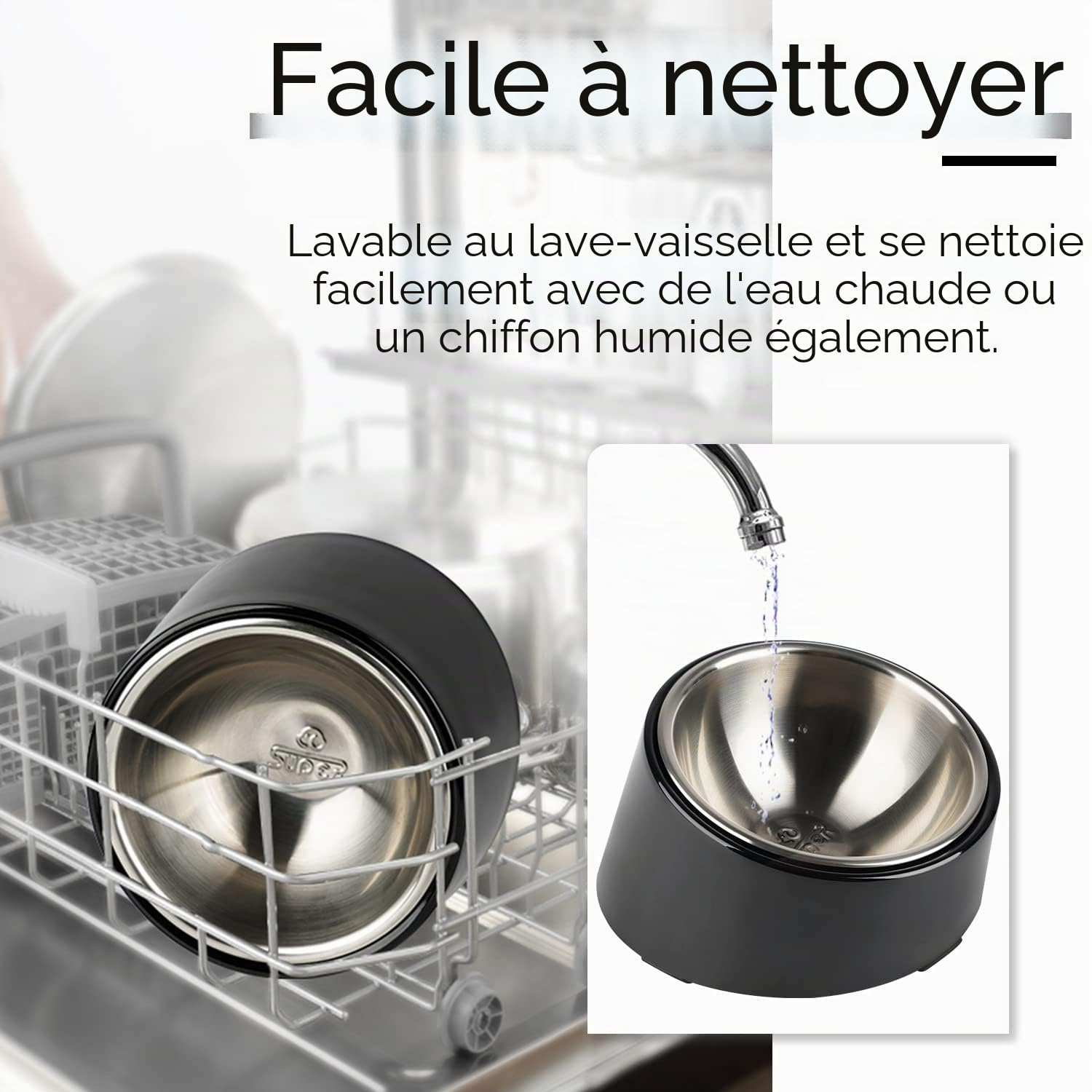 SuperDesign Gamelle inclinée à 15 ° pour Chiens et Chats, Bol pour Bouledogue à Angle incliné, antidérapant et Anti-déversement, Plus Facile à Atteindre la Nourriture L/2 Tasse Bleu-2
