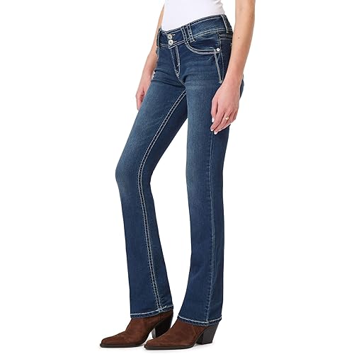 WallFlower Women's Luscious Curvy Bootcut Mid-Rise Insta Stretch Juniors Jeans (Standard and Plus)