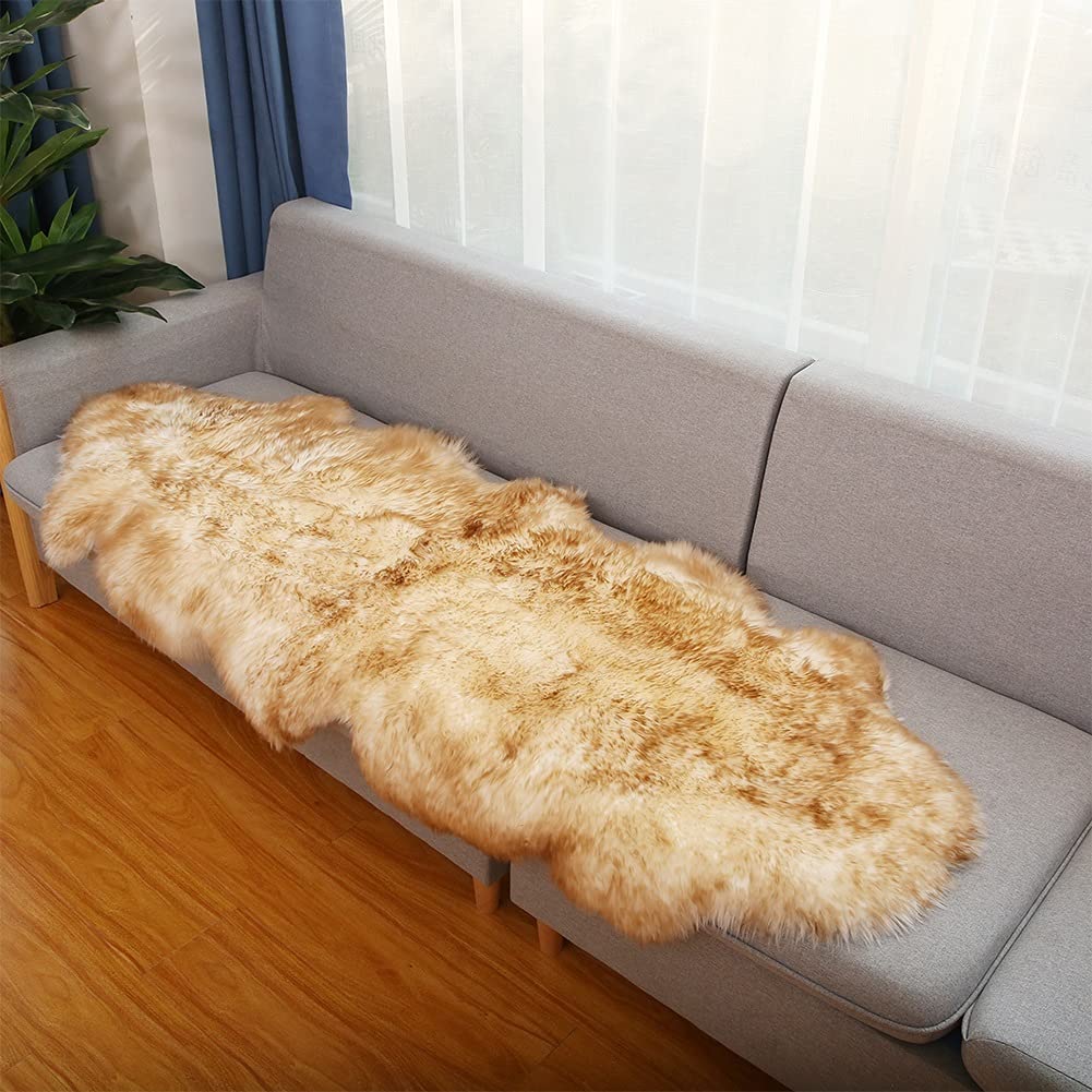 Tapis fourrure naturel peau mouton véritable 70x200cm haute densité