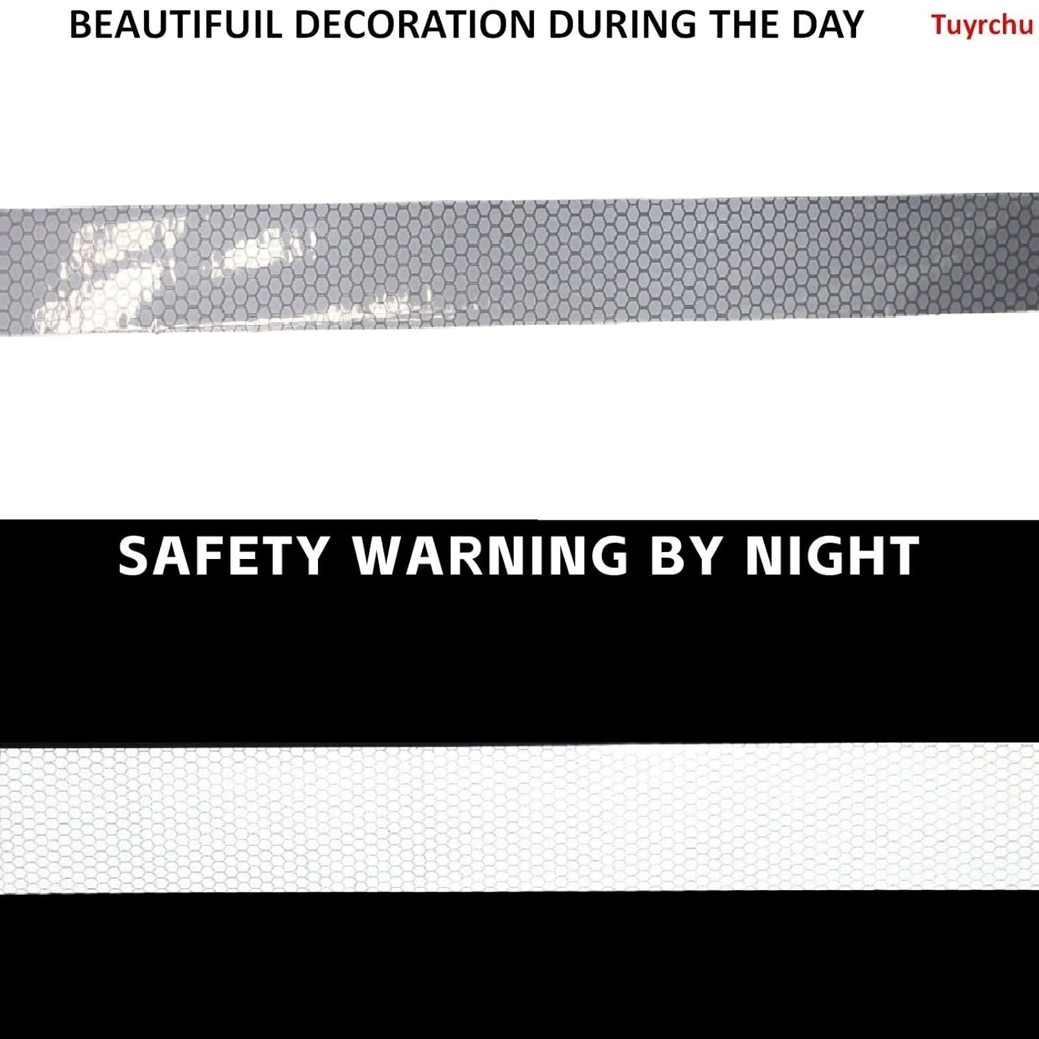 Silver Reflective Tape 1 inch Wide for Stairs, High Intensity Level Reflector, Outdoor Waterproof Warning Tape (66 Feet)