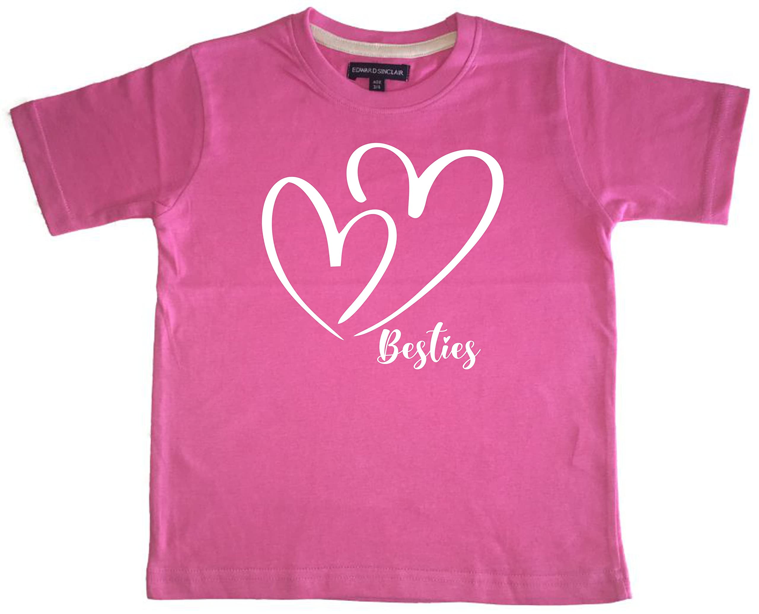 Edward Sinclair Besties Childrens Bubblegum Pink T-Shirt 5-6 Years with a White Glitter Print