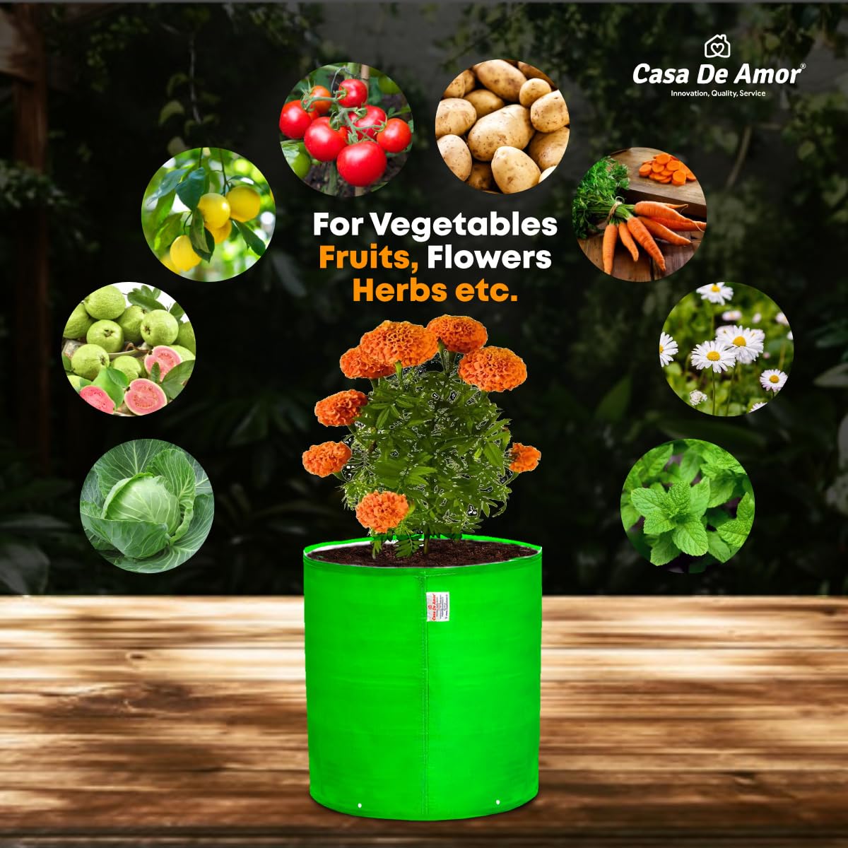 Casa De Amor Premium 12x12 Inches HDPE Pack of 5 UV Protected 260 GSM Round Plant Grow Bags Suitable for Terrace and Vegetable Gardening (12x12 Inches) - Image 3 thumbnail