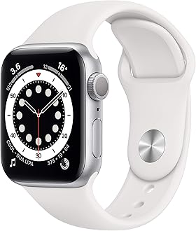 New Apple Watch Series 6 (GPS, 40mm) - Silver Aluminium Case with White Sport Band