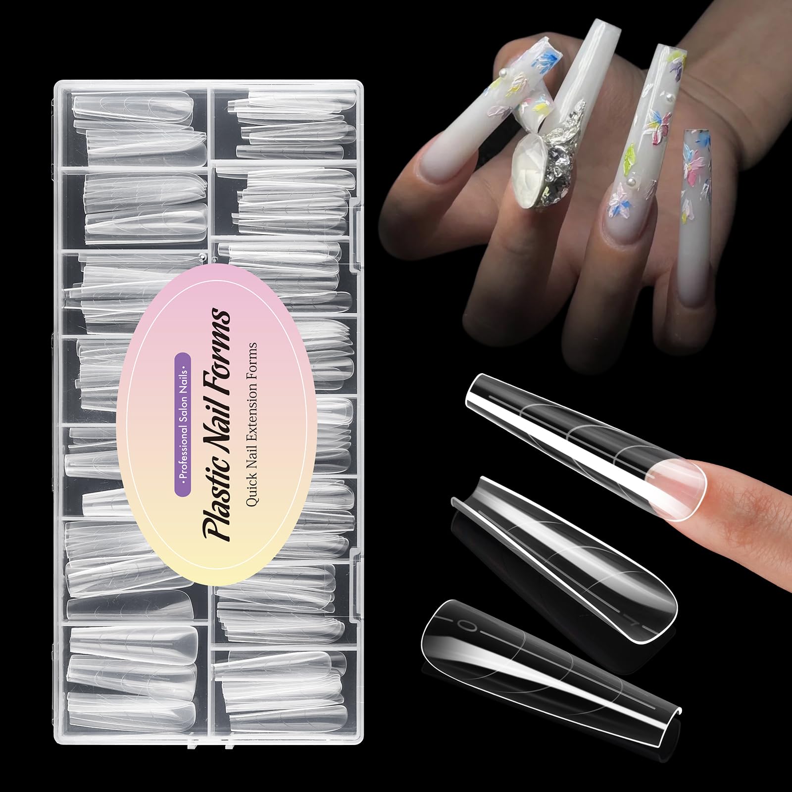 BNG 150PCS Dual Nail Forms for Gel Nails Extension Gel Builder Professional Polymer Gel Nails Extension Mold Full Cover Widen Acrylic Nail Molds Quick Building - Image 4