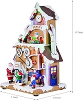 Vista 5 de Santa's Workshop Animado Aldea de Navidad Momentos en el tiempo Luces LED, música y escena en movimiento Pintado a mano Poliresina Edificio
