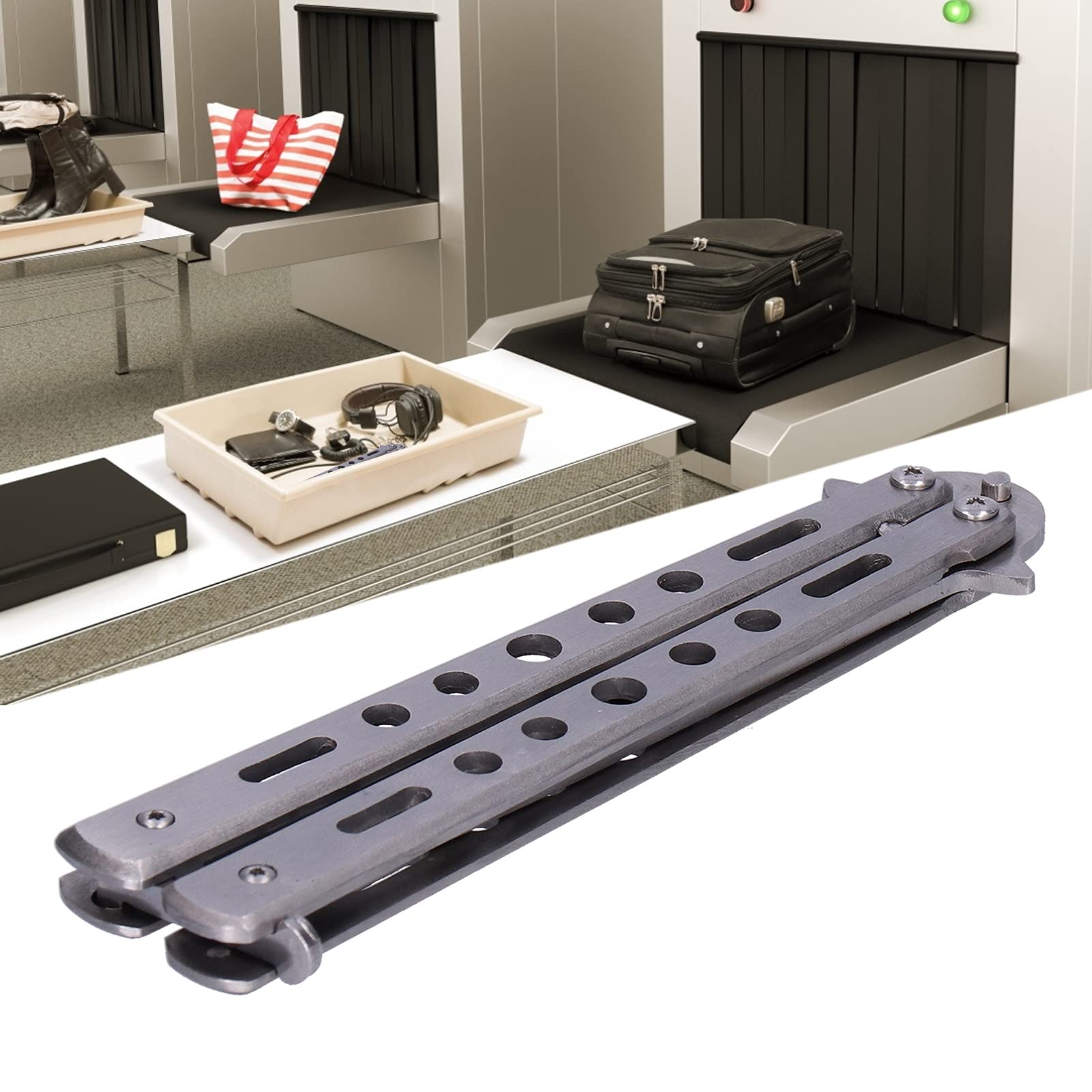 Butterfly Knife Trainning Practice Comb Butterfly Knife Trainer Practice Portable Stainless Steel Uncut Tool Cutter Training Balisong Butterfly Knives Outdoor Camping Practice Tool