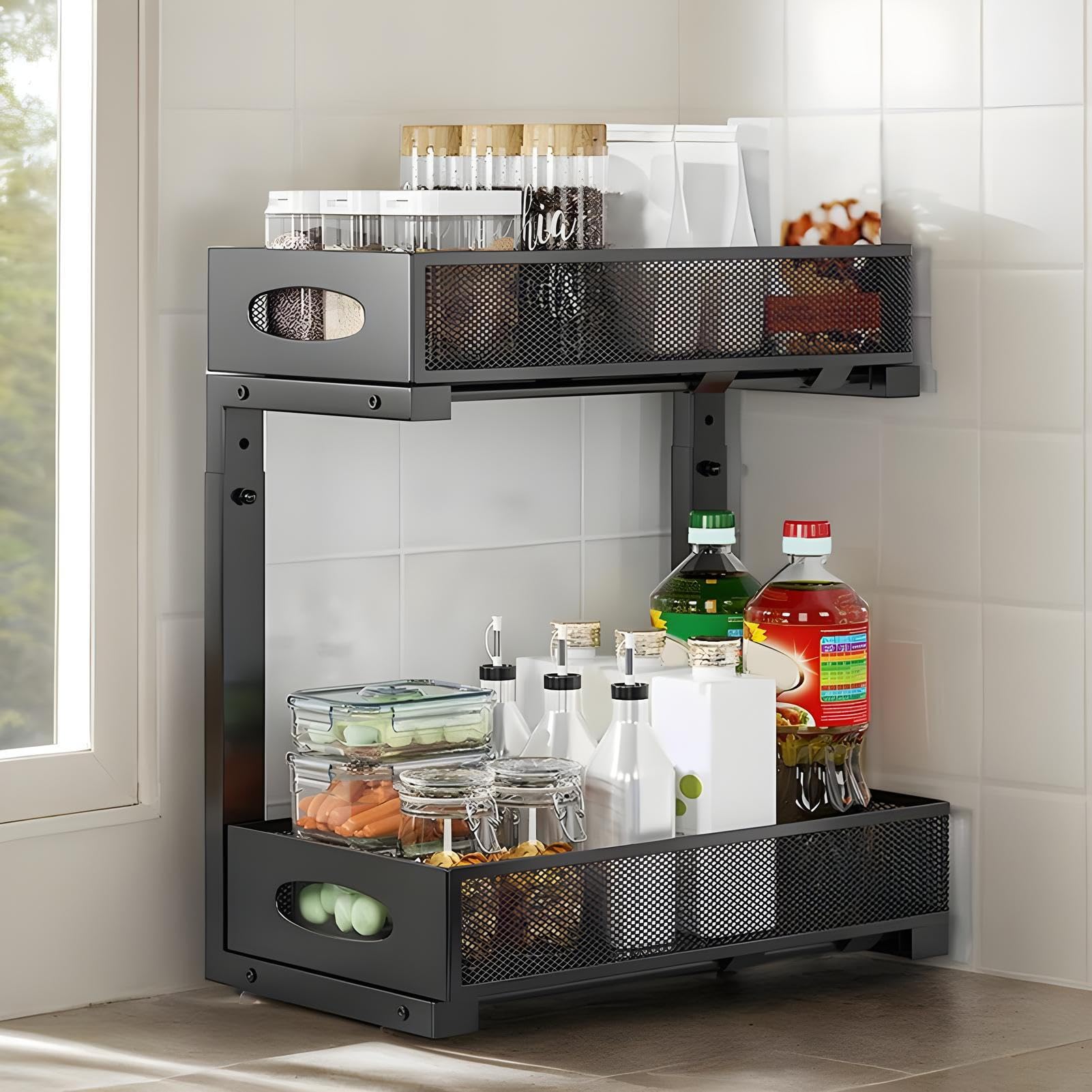 Organizador Para Debajo Del Lavabo Del Baño Organizadores y Almacenamiento | Estante Organizador Ajustable En Altura Para Cocina Armario Hogar Cuarto De Lavado Y Baño
