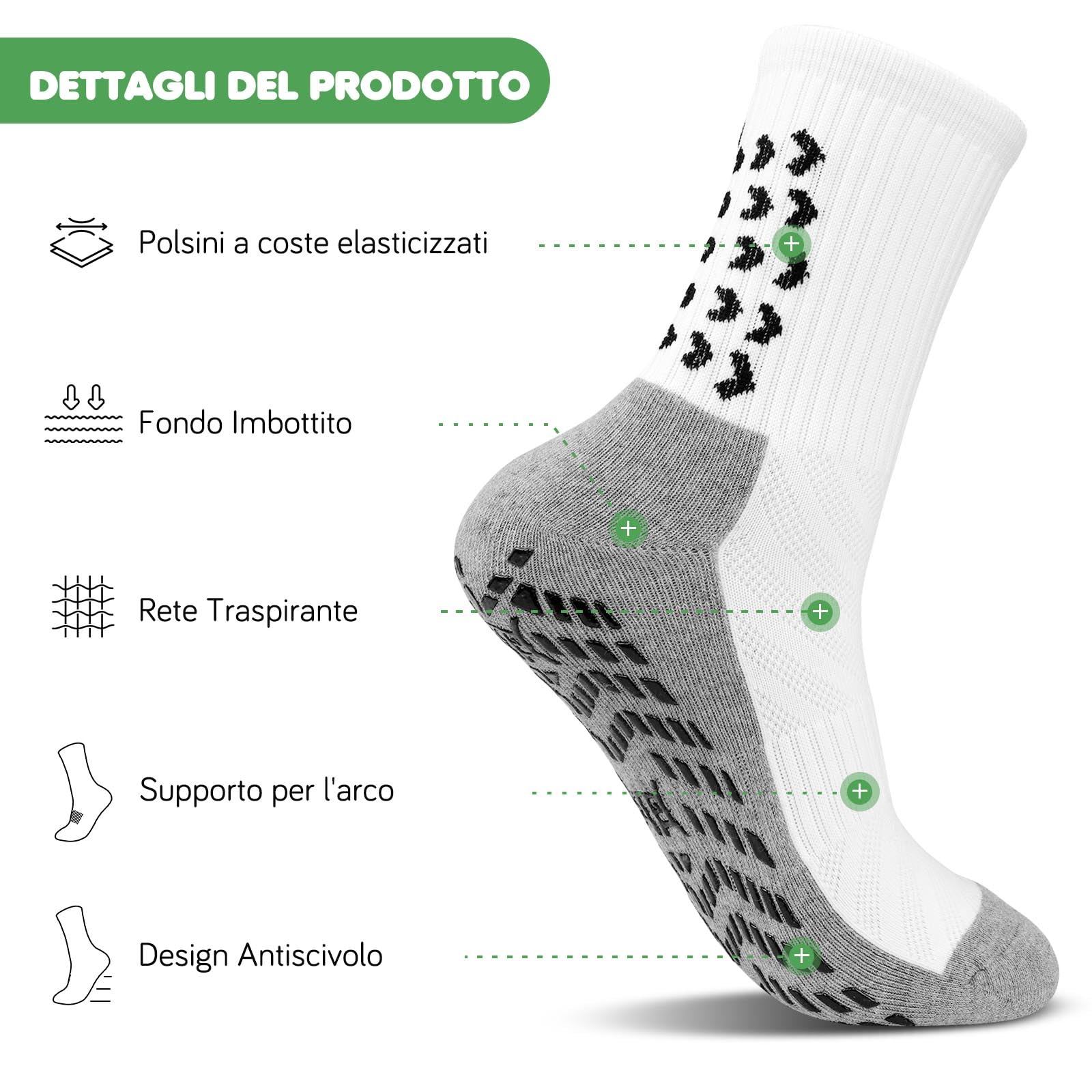 ZAKASA Calze Calcio Antiscivolo Uomo: Calzini Grip Uomo Calzettoni Sportive Per Basket Corsa Tennis Trekking