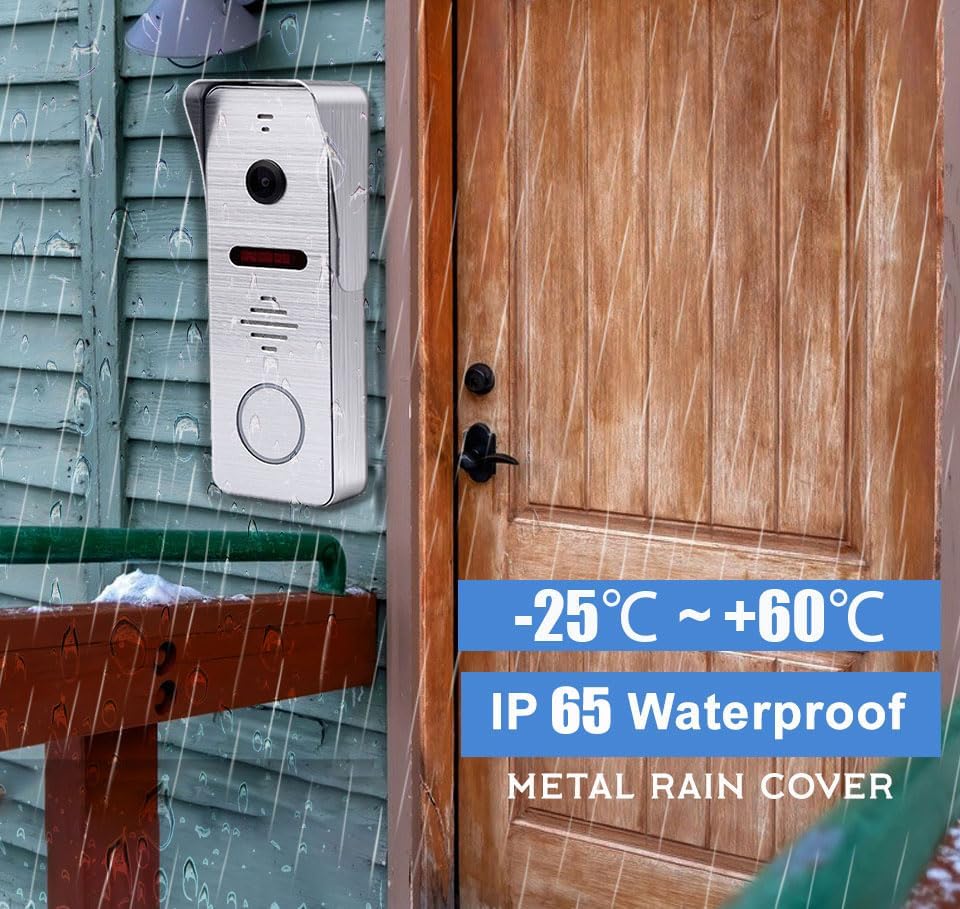 Miniatura 7 de TUYA - Timbre de video con cable y cámara HD de 1080P, sistema de monitor táctil de 7 pulgadas, detección de movimiento, WiFi Smart Home Video