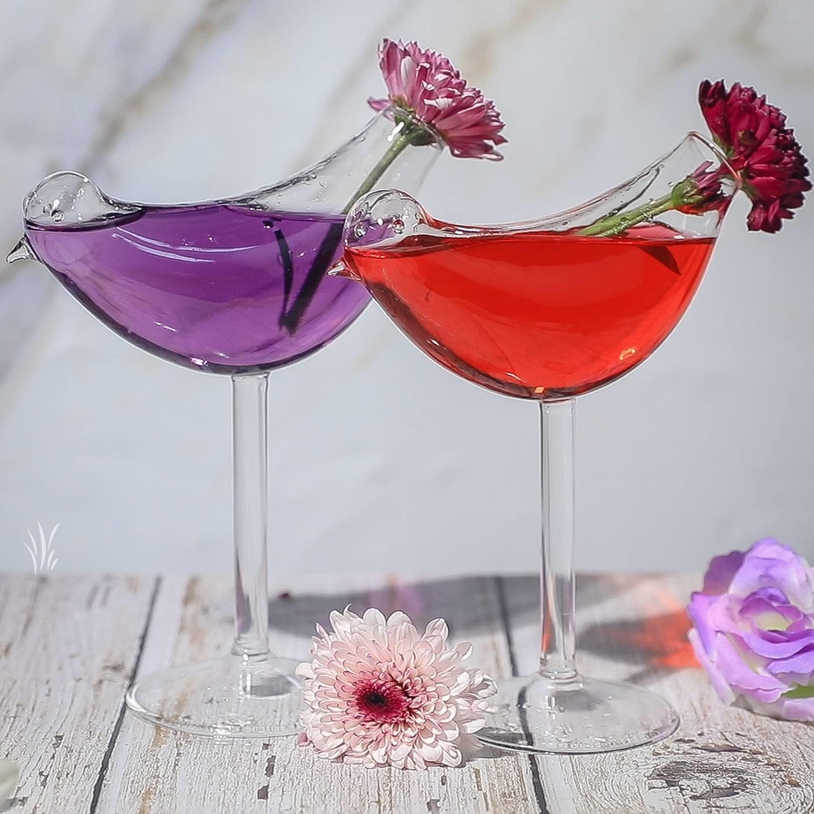 Set De 4 Verres à Cocktail En Forme D'Oiseau - Verres Originaux Pour Martini Et Vin