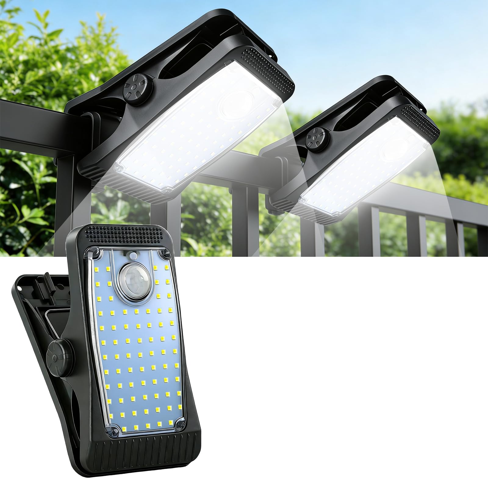 Hqynss Solarlampen für Außen mit Bewegungsmelder, 1500 mAh Solarleuchten für Außen LED Solar Lampe Outdoor Ideal für Terrasse, Veranda, Garage, Hof, Straßen, weißes Licht