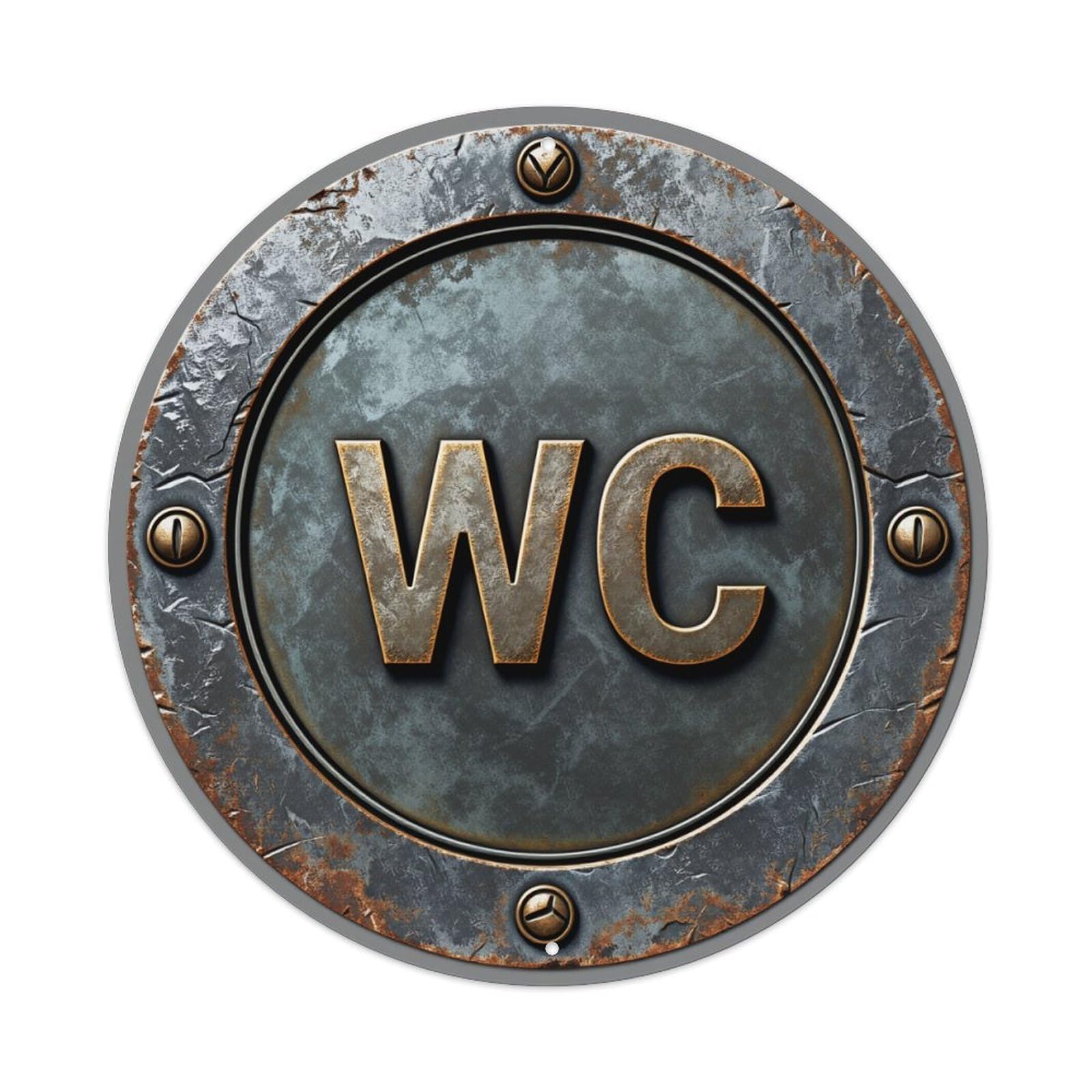 Metallic Rustic Circular Sign With Wc Metal Tin Sign Vintage Garden Bedroom Cafe Bar Man Cave Home Wall Decor Metal Poster 8x8 inches