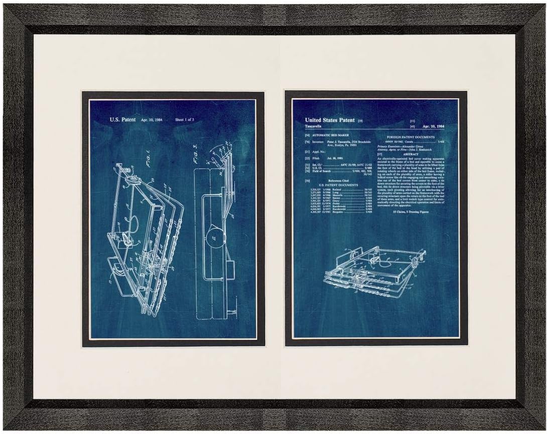 Automatic Bed Maker Patent Art Midnight Blue Print in a