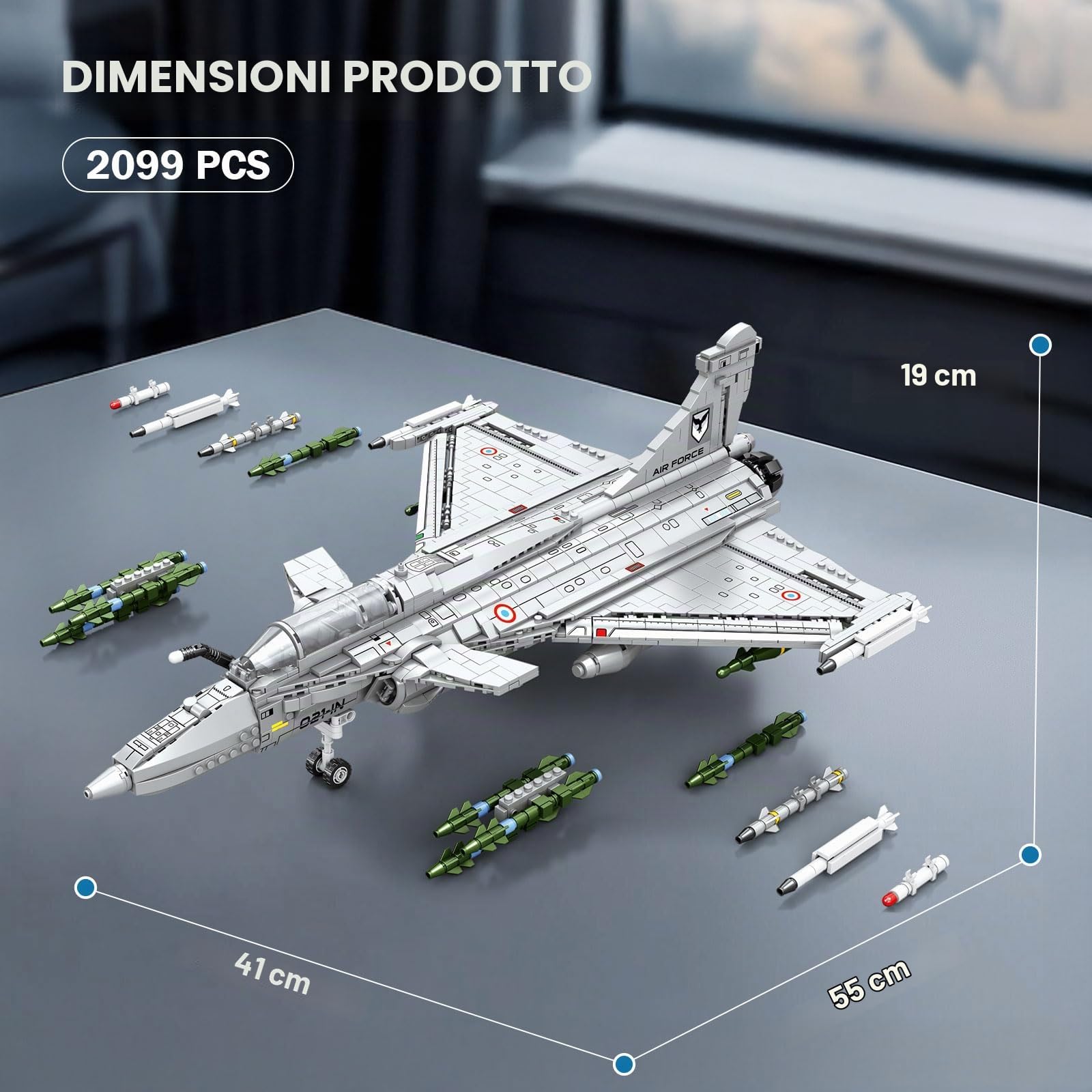 Reobrix Set di costruzione di aerei da caccia, kit modello di aereo militare per adulti, modello giocattolo di aereo da caccia tecnico, 33035 regalo da collezione per ragazzi e ragazze dai 14+