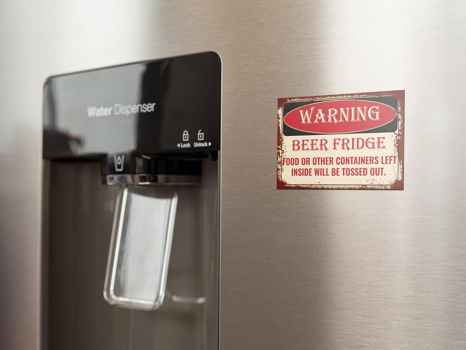 Beer Fridge Magnet for Man Cave Shop Garage Basement or Bar | Vinyl Magnets for Refrigerator, Bumper, or Tool Box 4" x 6" Warning Beer Fridge image 2