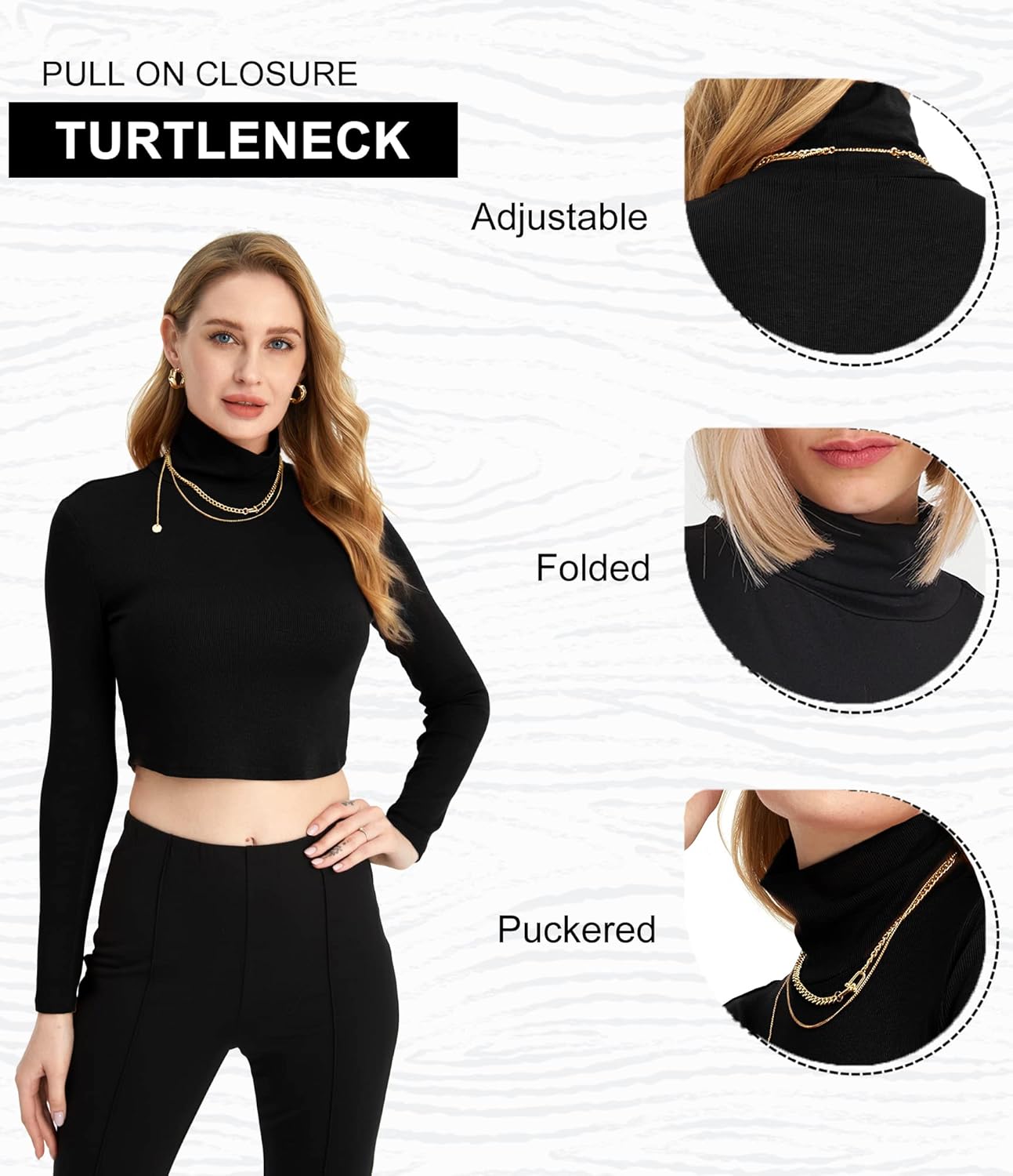 SSLR Crop Tops for Women Turtle Neck Shirts Long Sleeve Slim Fit Mock Neck Summer Tops - Image 2