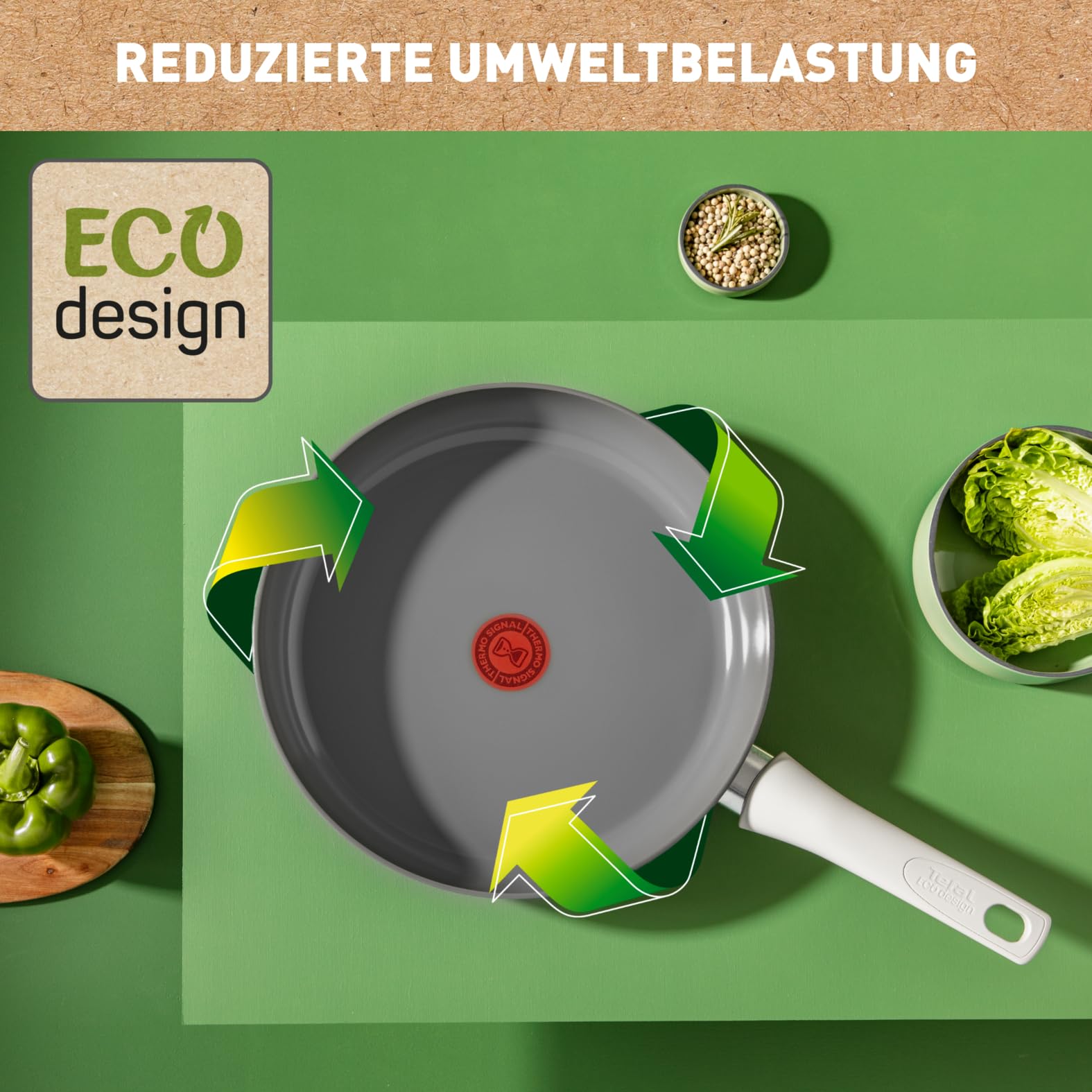 Tefal Renew On Bratpfanne 28 cm Induktion, Aluminiumpfanne mit Thermo-Signal bei idealer Brattemperatur, für alle Herdarten geeignet, Keramikversiegelung, Made in France, C42706