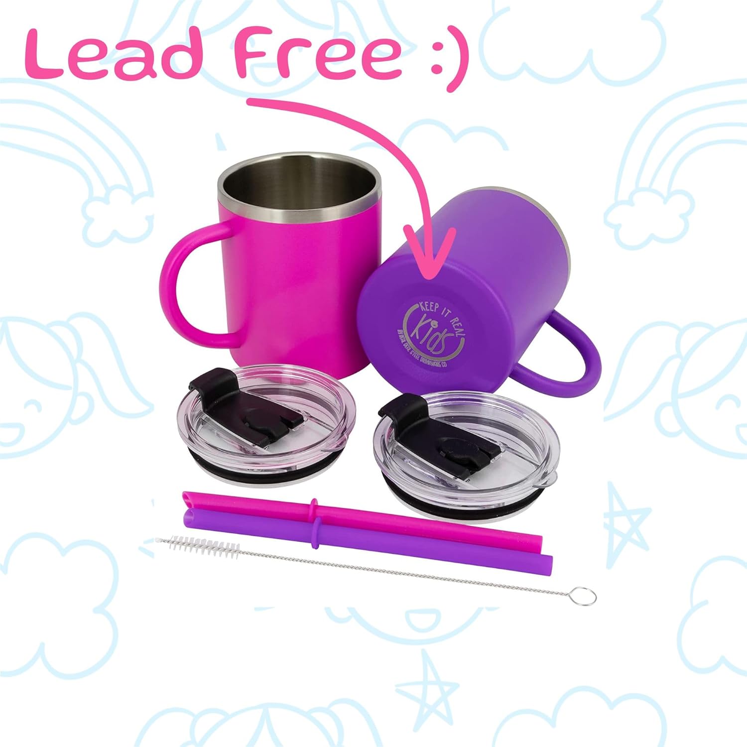 Real Deal Steel "Keep it Real Kids Mugs - 100% Lead and BPA Free Kids Coffee Mug for Hot Chocolate - Set of 2 - Image 4