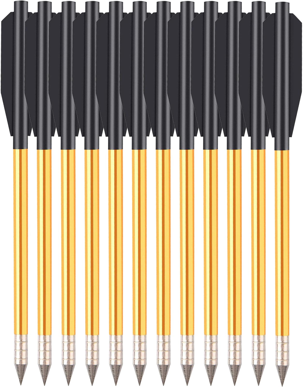 WANVZMR Mini Crossbow Bolts, 6.3" Crossbow Arrows, Aluminium Crossbow Bolts Arrows for 50-80lbs Pistol Crossbow Precision Target, Great for Practicing Shooting Target Hunting Archery (12pcs gold)