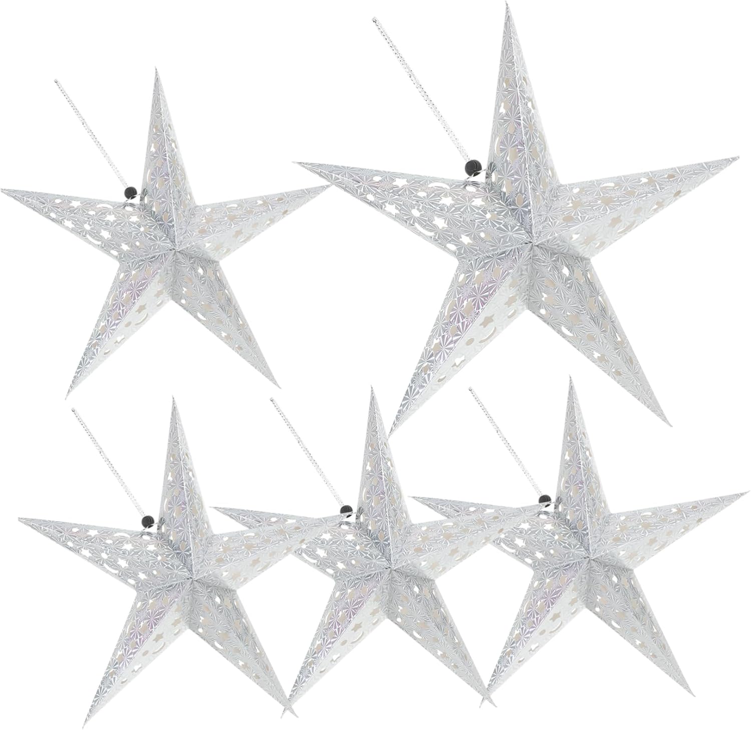 WOONEKY 5Pcs Silver Hanging Lampshade Decor for Weddings and Birthdays Durable Light Shade Accessories for Ceiling Decoration for Star Themed Parties
