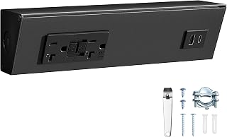 SURAIELEC 9 in Under Cabinet Outlet Strip with GFCI, Aluminum Design