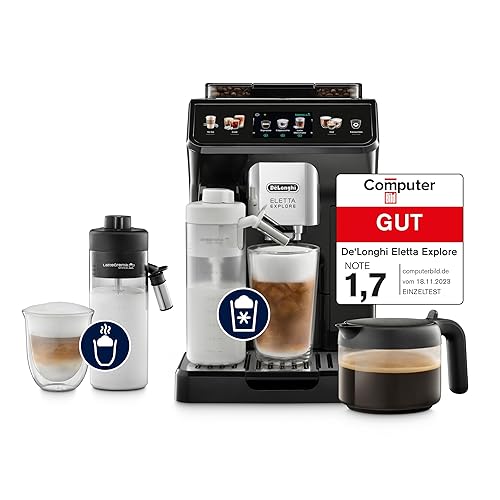 De’Longhi Eletta Explore - Perfetto Kaffeevollautomat mit LatteCrema-Milchaufschäumer, 40 Getränke auf Knopfdruck, farbiges Touch-Display, Dunkelgrau (ECAM452.57.G)