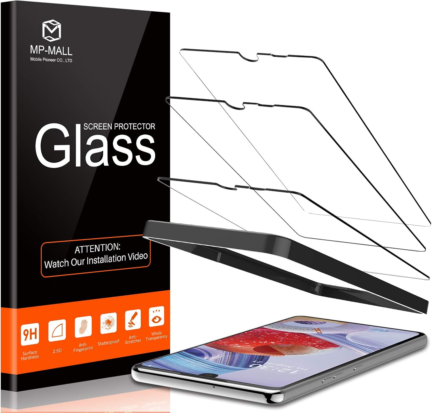 MP-MALL 3-Pack Screen Protector Compatible for LG Stylo 6 and LG K71, Tempered Glass 9H Hardness Alignment Frame Installation, Case Friendly
